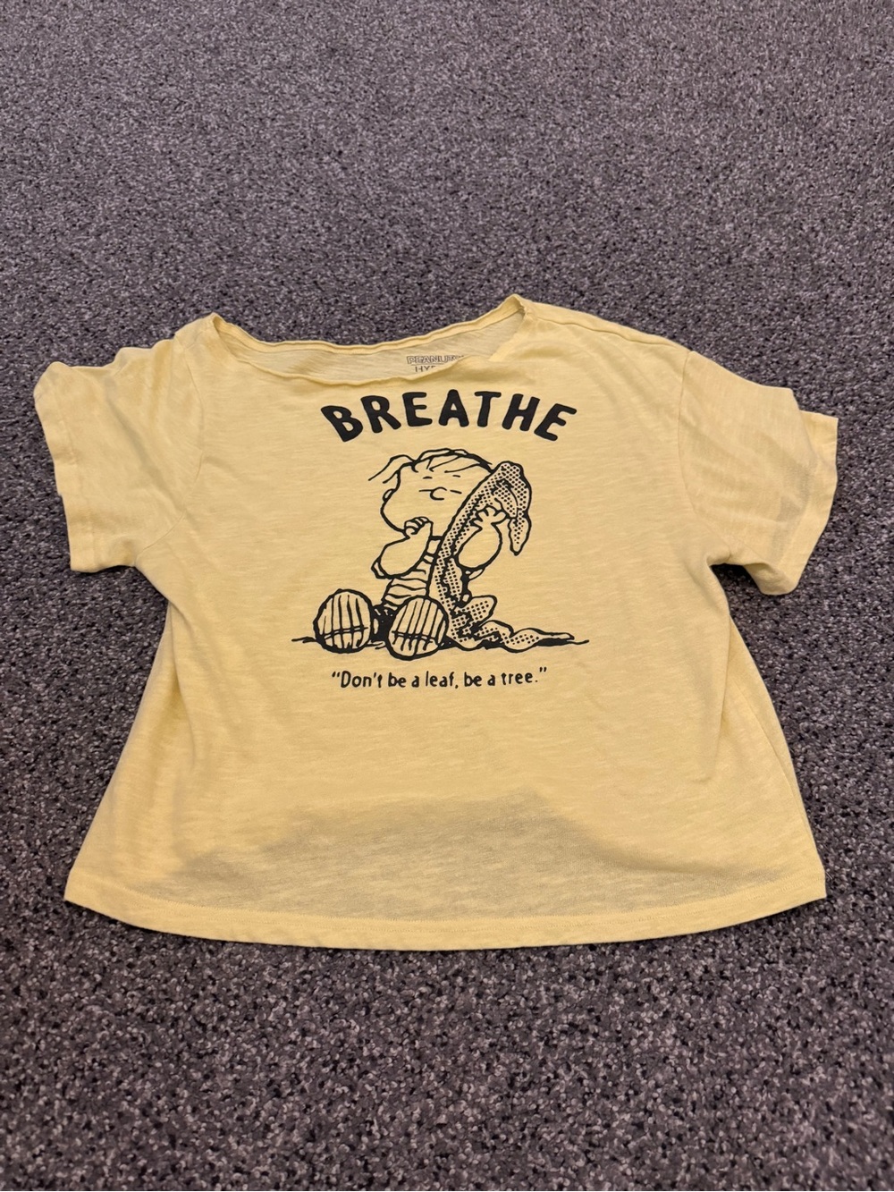 Peanuts Yellow 'Breathe' Snoopy Graphic Short Sleeve Tee